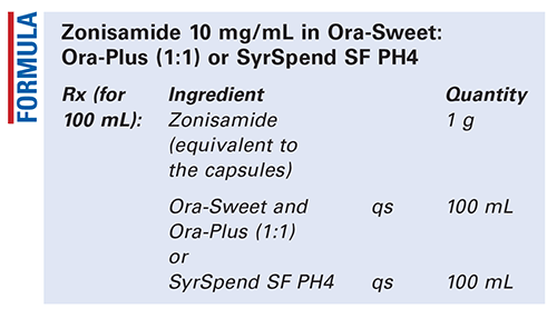 Zonisamide 10 Mg Ml In Ora Sweet Ora Plus 1 1 Or Syrspend Sf Ph4